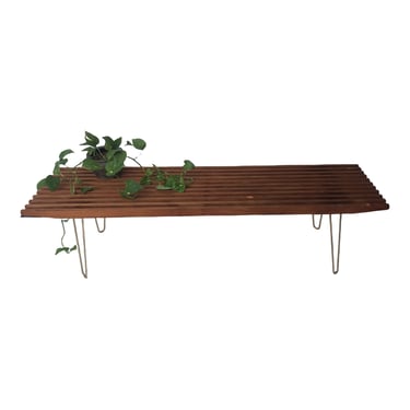 6 Foot Mid-Century Modern Solid Walnut Slat Bench / Coffee Table 