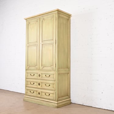 Baker Furniture French Regency Louis XVI Painted Armoire Dresser or Linen Press, 1960s