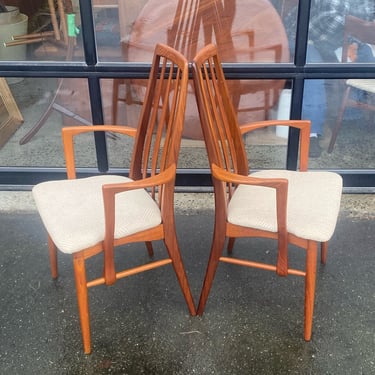 Pair of Sculptural Koefoeds Hornslet Teak Eva Arm Chairs