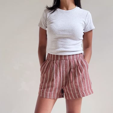 Linen Strip Canopy Shorts - Mahogany
