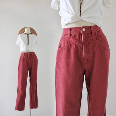 high waist rockies jeans - 24 - vintage 80s 90s western cowboy cowgirl size XS extra small red jeans 