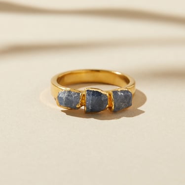 blue sapphire ring | september birthstone ring | raw birthstone jewelry | sapphire crystal ring | gemstone stacking ring 