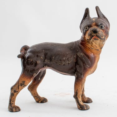 Vintage Bull Dog Painted Cast Iron Door Stopper