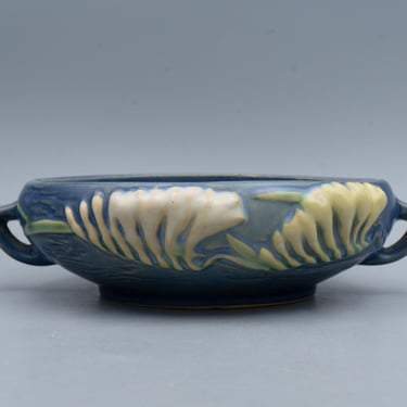 Roseville Freesia Delft Blue Bowl 464-6 | Vintage Pottery Art Home Decor 