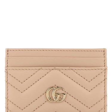 Gucci Women Pastel Pink Leather Gg Marmont Card Holder