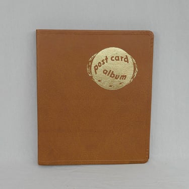Vintage Post Card Album - Brown with Gold - Binder Style - Holds 168 4