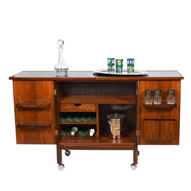 Torbjorn Afdal Expanding Norwegian Modern Bar Cart in Rosewood