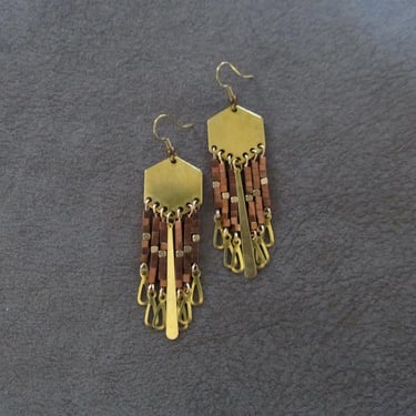 Long brass chandelier earrings 5 