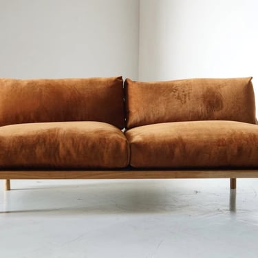 78 Mid Century Style White Oak Feather Down Sofa- custom listing for Derek 