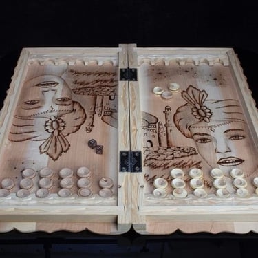 Handmade Wooden Backgammon Set | Hand Carved | Made in Ukraine | 