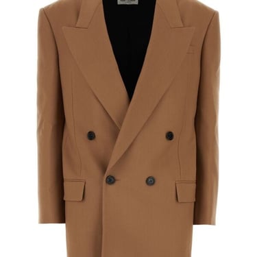 Saint Laurent Women Caramel Gabardine Blazer