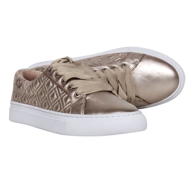 Tory Burch - Gold Quilted Lace Up Sneakers Sz 5.5