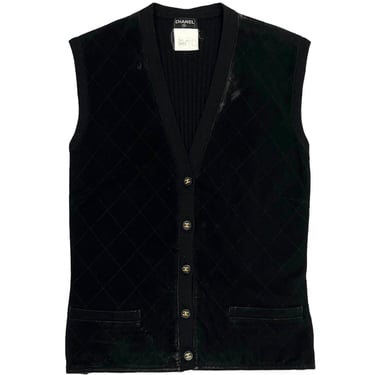 Chanel Black Suede Quilt Vest