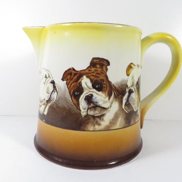 Vintage Bulldog Transferware Porcelain Milk Pitcher - Vintage Bulldog Pitcher 