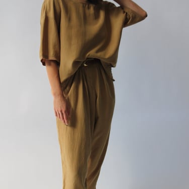 90s DKNY Dijon Silk Pant Set