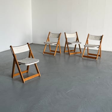 Set of 4 Vintage Solid Pine Kon-Tiki Folding Chairs by Gillis Lundgren for IKEA, 1970s / Vintage Ikea Foldable Chairs 