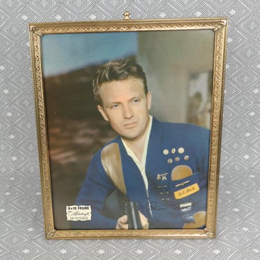 Vintage Picture Frame - Gold tone Metal - Nice Trim and Corners - Holds 8" x 10" Photo  - 8x10 Metalcraft Frame - 1940s Robert Stack 