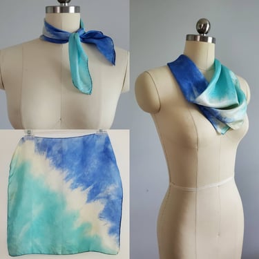1960s Silk Tie Dyed Scarf - 60s Vintage Accessories - 60s Boho Fashion 
