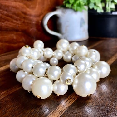 Vintage Faux Pearl Bauble Bracelet 1990s Statement Estate Jewelry Lux Style 