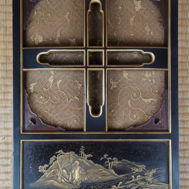 Japan lacquered wood window opening architecture 1800's Japanese fine art 