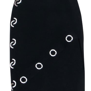 Carvoe - Black Pencil Asymmetrical Skirt w/ Mirrored Details Sz M