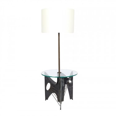 Laurel Brutalist Floor Lamp with Glass Table