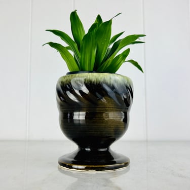 Vintage Hull Pottery Planter, MCM Drip Glaze Plan Pot by Hull Pottery, Made in USA, Hull F34 Green Drip Glaze Pedestal Planter Pot 