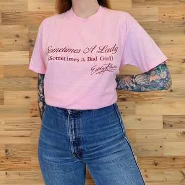 80's Country Music Vintage Soft Thin Sometimes a Lady (Sometimes a Bad Girl) Eddy Raven Song Tee Shirt T-Shirt 