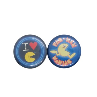 Vintage Pinback Buttons -  Pac Man Pins - You Choose - Genuine Vintage Pin 