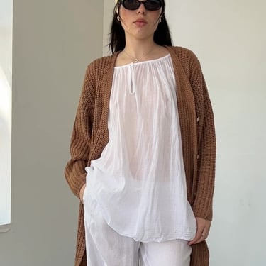 Vintage Mocha Silk Knit Cardigan (L)