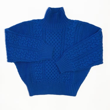 Fisherman Turtleneck Sweater in Cobalt