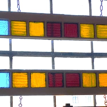 Multi Colored Squares Stained Glass Transom Window from 2821 N Orchard