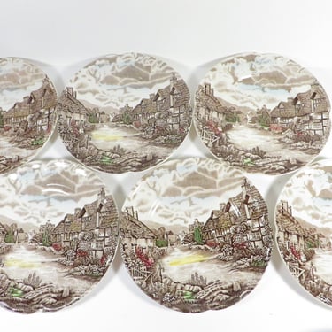 Vintage Johnson Brothers Olde English Countryside Bread Plates - Set of 6 Olde English Countryside Transferware Bread Plates 