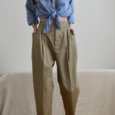 ports international pleated khaki taper trousers / 26 waist 