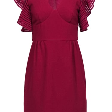 Trina Turk - Raspberry Pink Flutter Sleeve Fit &amp; Flare Dress Sz 2