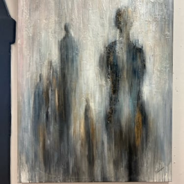 Abstract Shadow Figures on Canvas, signed