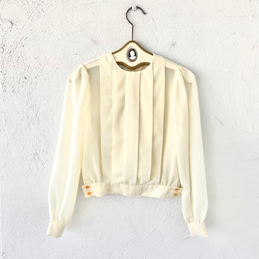 Vintage 70s Sheer White Shirt Cropped Top 