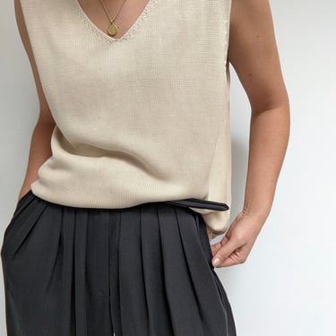 Vintage Sand Silk Knit Tank Top