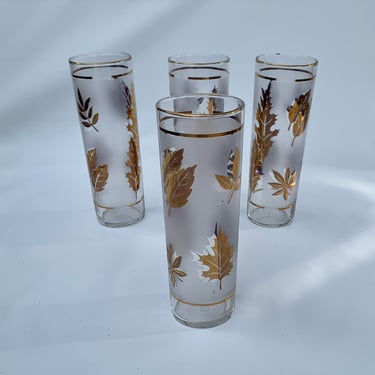 LIbbey Golden Foliage Frosted HighBall Glasses