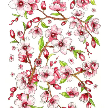 Tree Blossoms Watercolor Art Print
