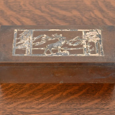 Heintz Arts & Crafts Sterling Silver on Bronze Humidor or Cigar Box