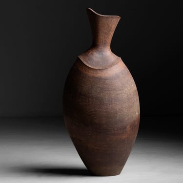 Tall Brutalist Earthenware Vase 36&quot;