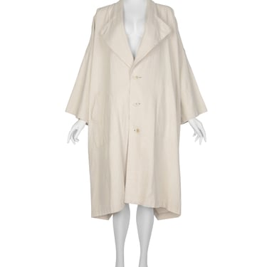 Comme Des Garcons Vintage SS 1982 Natural Silk and Linen Oversized Cross Back Duster Coat