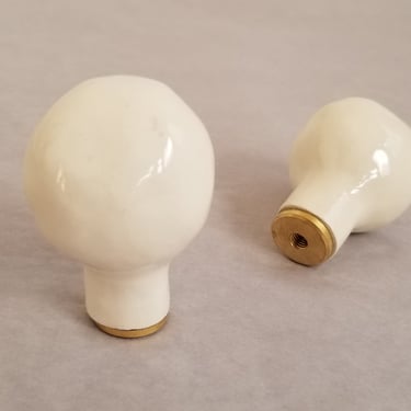 Pair of ceramic lamp finials. Handmade, Organic, round, balls, size large 