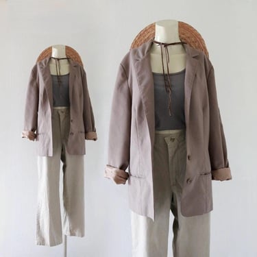 mocha library jacket - m - vintage 90s 1990s brown womens size medium long sleeve light lightweight minimal academia blazer 