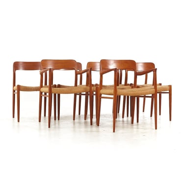 Niels Moller Mid Century Model 75 Danish Teak Dining Chairs - Set of 6 - mcm 