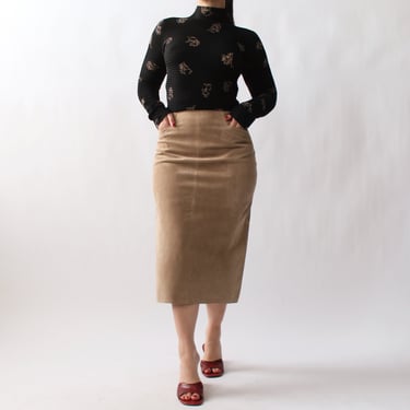 Vintage Italian Suede Midi Skirt - W26