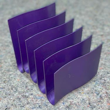 Vintage TENEX Purple Stepped Desktop Organizer | Mid-Century Modern Letter Sorter | Retro Office Supply | Plastic Desk Caddy 