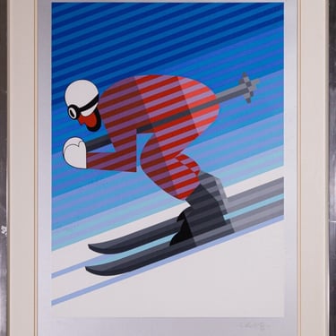 Victor Vasarely Downhill Racer Op Art Signed Screenprint 76/300 Framed 1983 