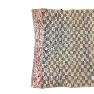 Pink and Green Checkered Rug